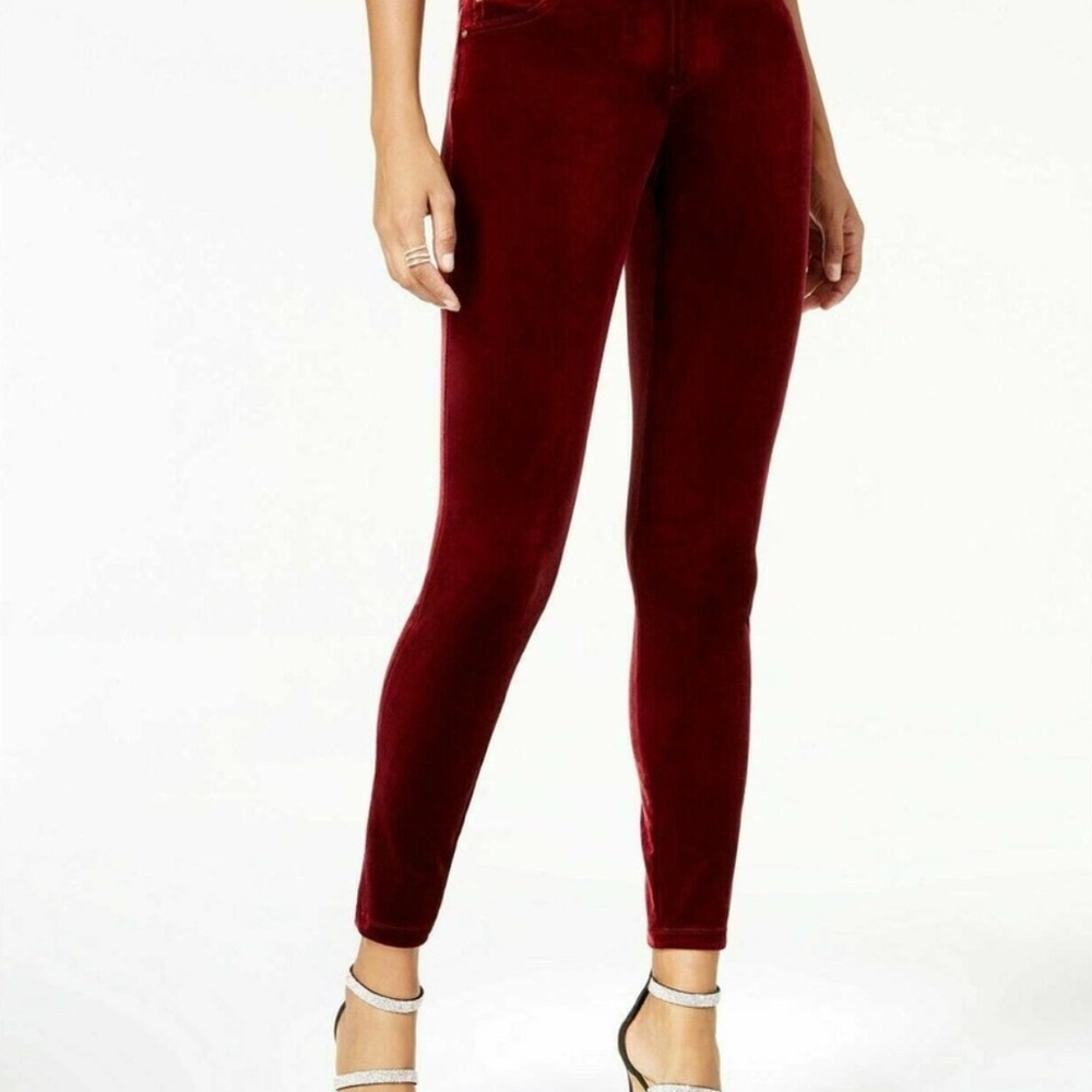 INC International Concepts Women Port Red Velvet Skinny Pants SZ 0 BIN I